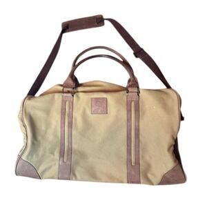 Saari Duffle Bag Madras Weekend Luggage Gym Military Green Brown Canvas Leather